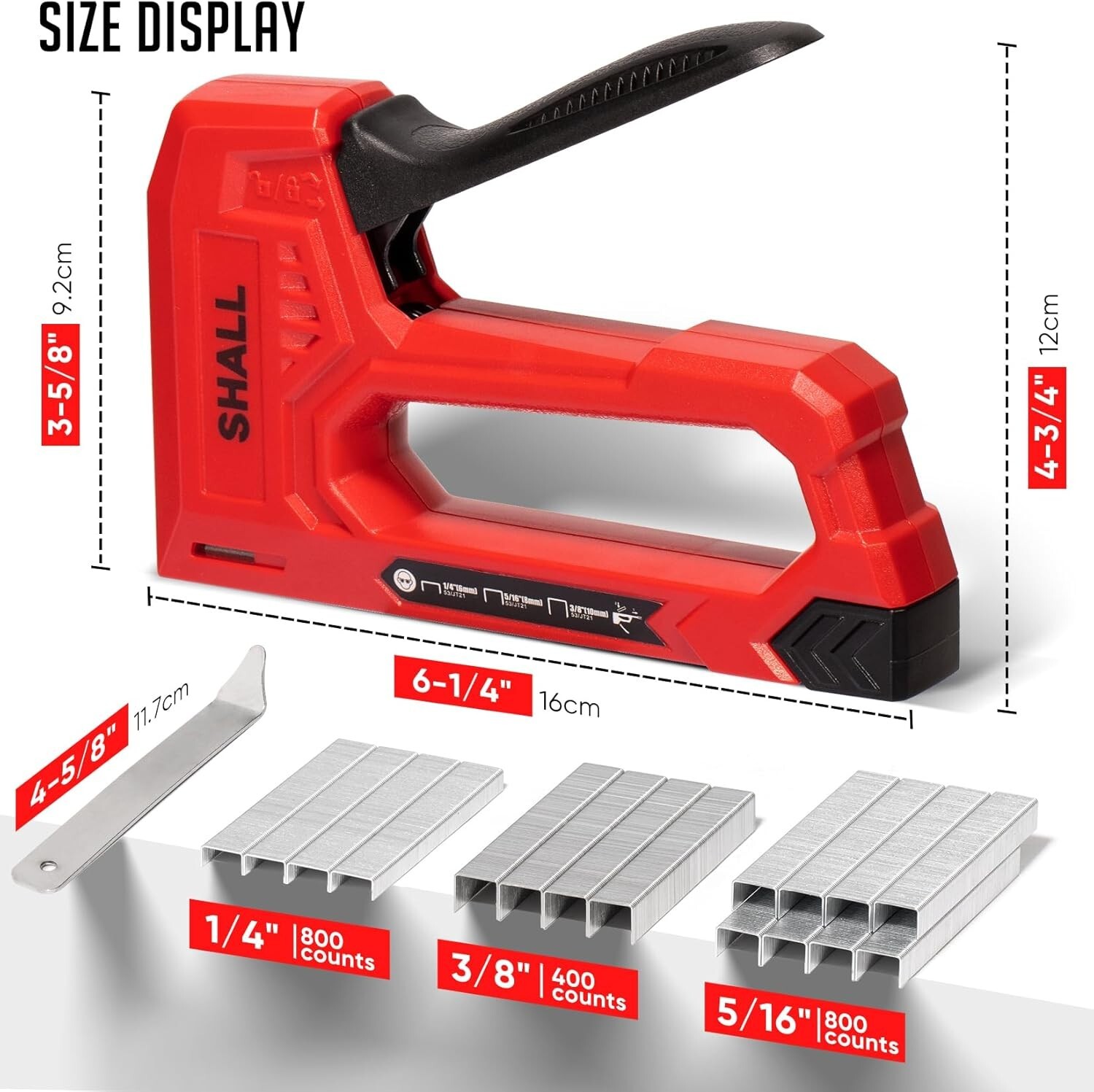 SHALL Light Duty Staple Gun for Wood – with 1600pcs JT21 Staples
