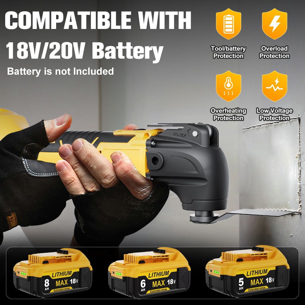 Cordless Brushless Oscillating Multi Tool Saw for DEWALT 20V Battery w/ 6 Speed