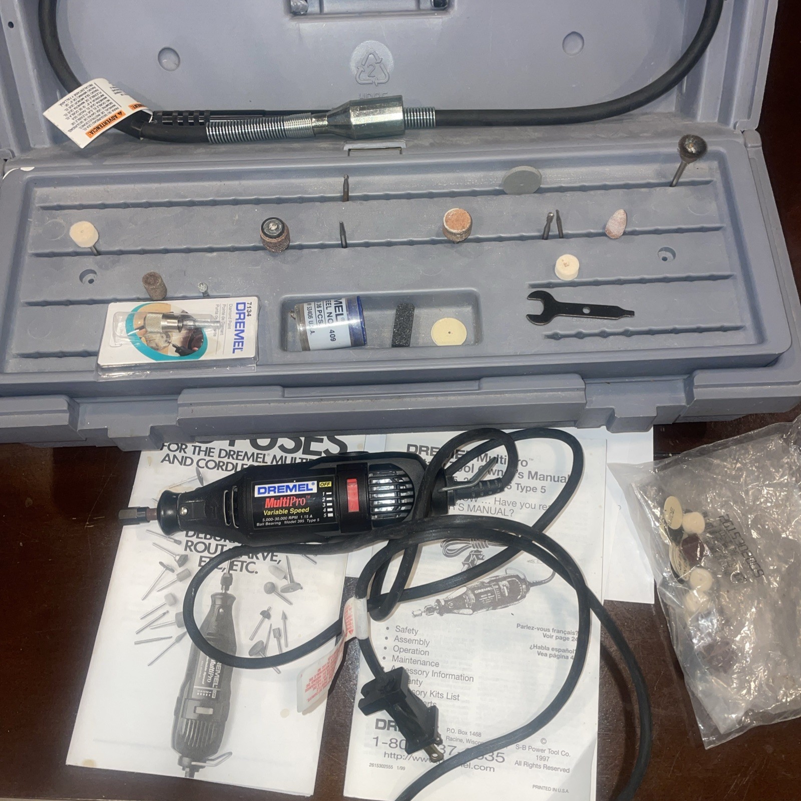 DREMEL MULTIPRO MN 395 TYPE 5 VARIABLE SPEED W/CASE,FLEX SHAFT 225 & MORE WORKS