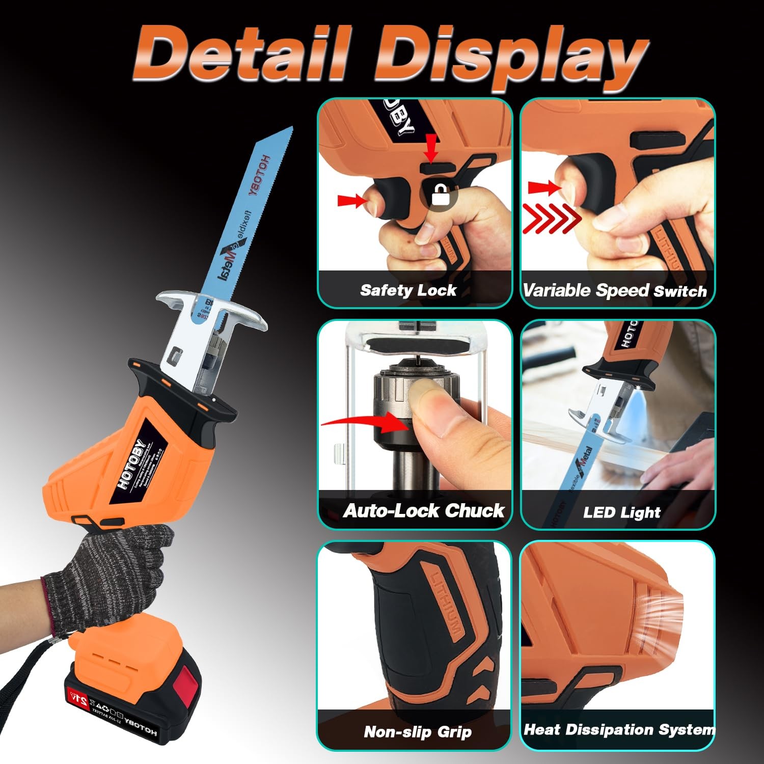 Reciprocating Saw, Cordless, Electric Reciprocating Saw with 2 Batteries, Inc…