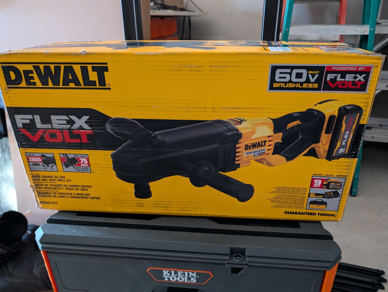 DEWALT DCD471X1 FLEX VOLT Stud & Joist Drill, 9Ah Li-Ion Battery, Fast Charger
