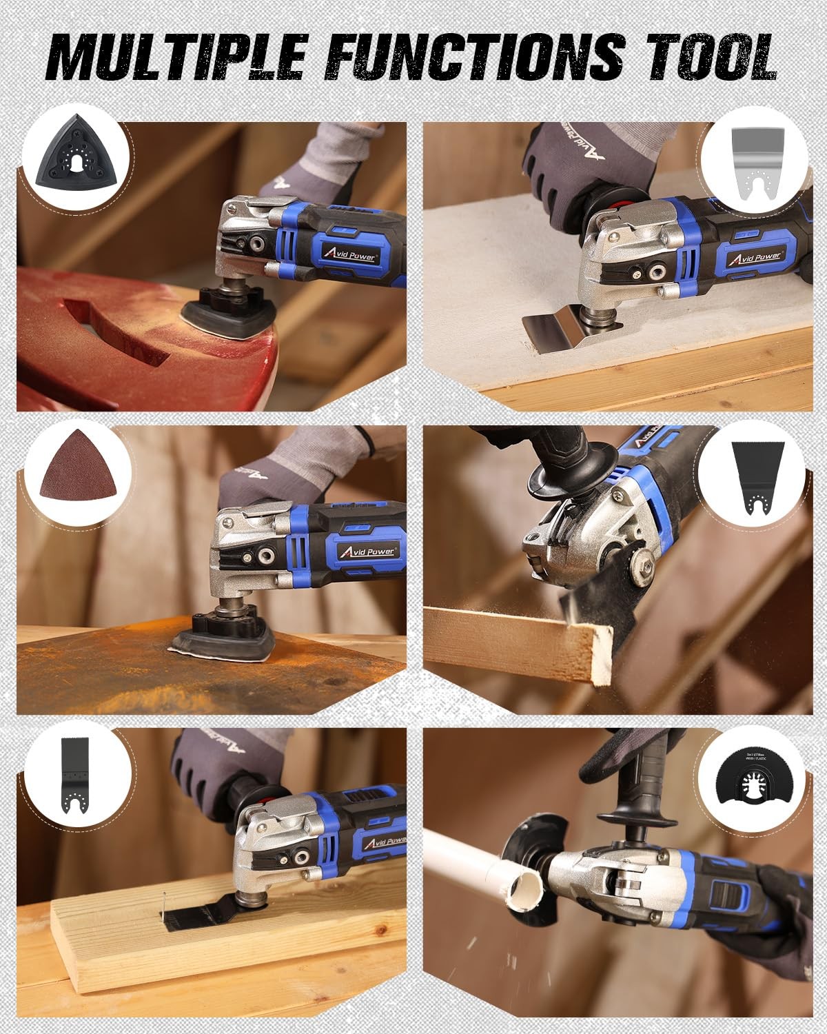 3.5Amp Oscillating Multi Tool 4.5 Angle 6 Speeds 13 PCS Accessories Blue