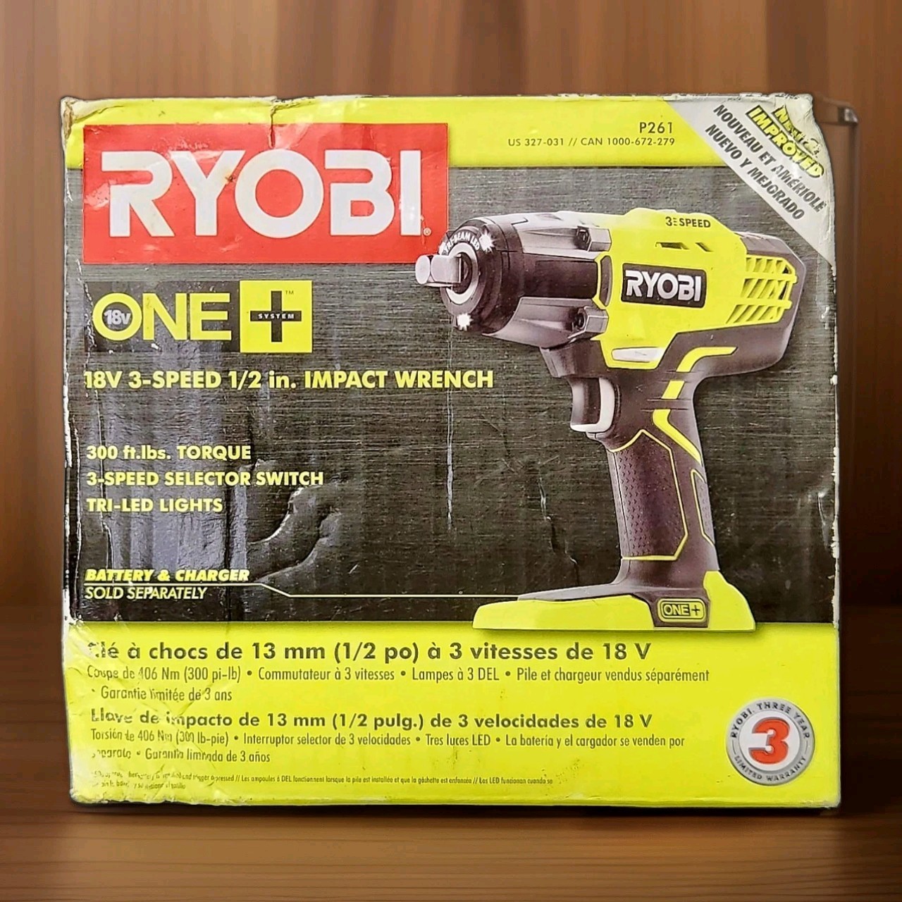 Ryobi ONE+ 18V 1/2 in. 3-Speed Impact Wrench P261 Tool Only BRAND NEW IN BOX