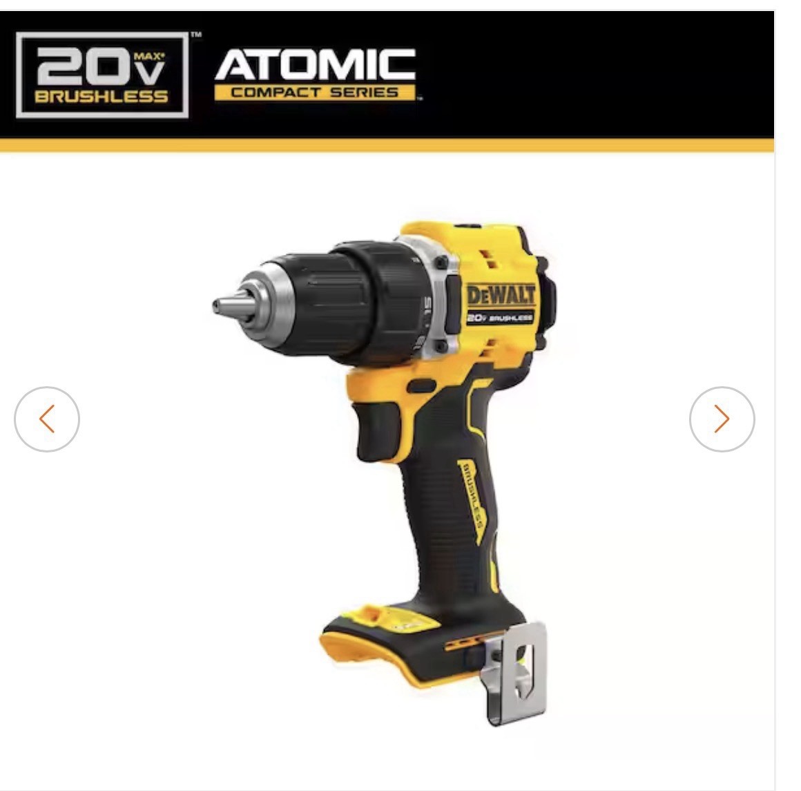 Dewalt DCD794B 20V Max 1/2&Prime; Atomic Compact Brushless Drill Driver(Tool Only)