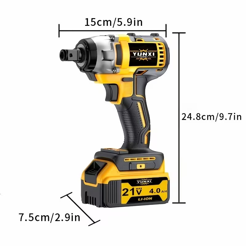 Cordless Impact Wrench Kit, 4000mAh Rechargeable Li-ion Battery, Heavy Duty Powe