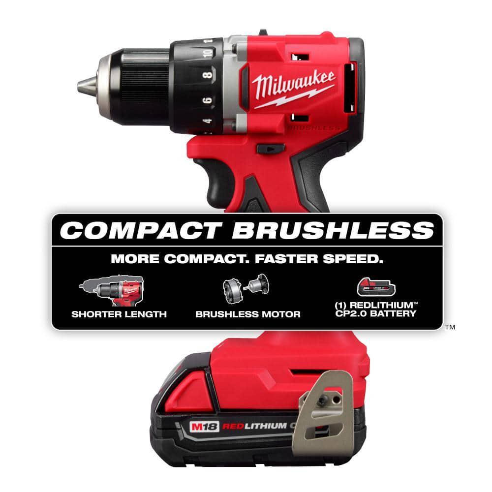 Milwaukee Compact Drill/Driver 1/2&Prime; 18V Li-Ion Brushless w/ Battery + Charger