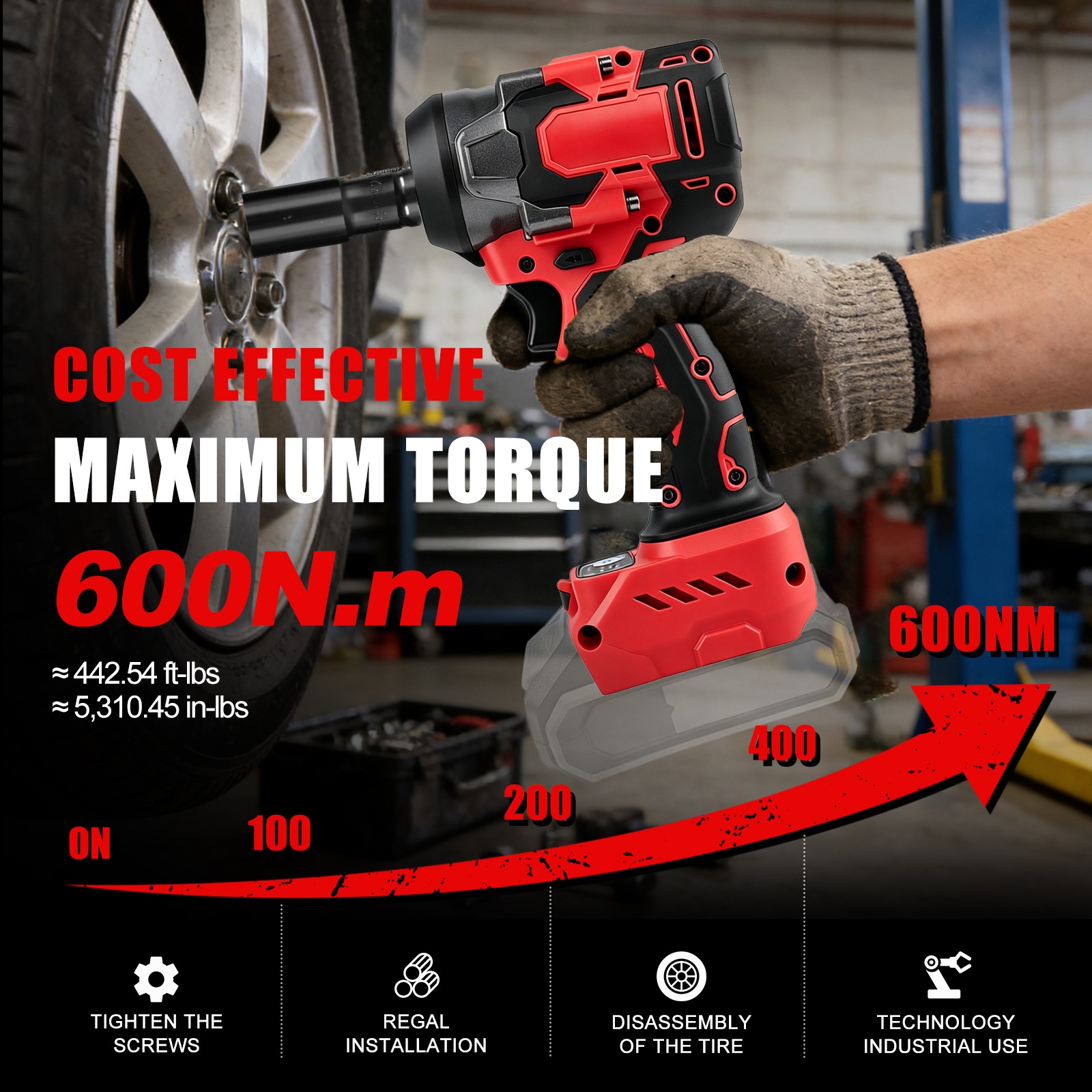 20V Cordless Electric 600NM 1/2&Prime; IMPACT WRENCH Brushless Bare Tool No Battery