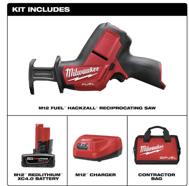 Milwaukee Reciprocating Saw Kit 12V Cordless w/ Batteries Charger and Tool Bag