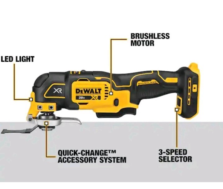 DEWALT 20V MAX XR Cordless Brushless Oscillating Multi Tool (Tool Only) DCS356B