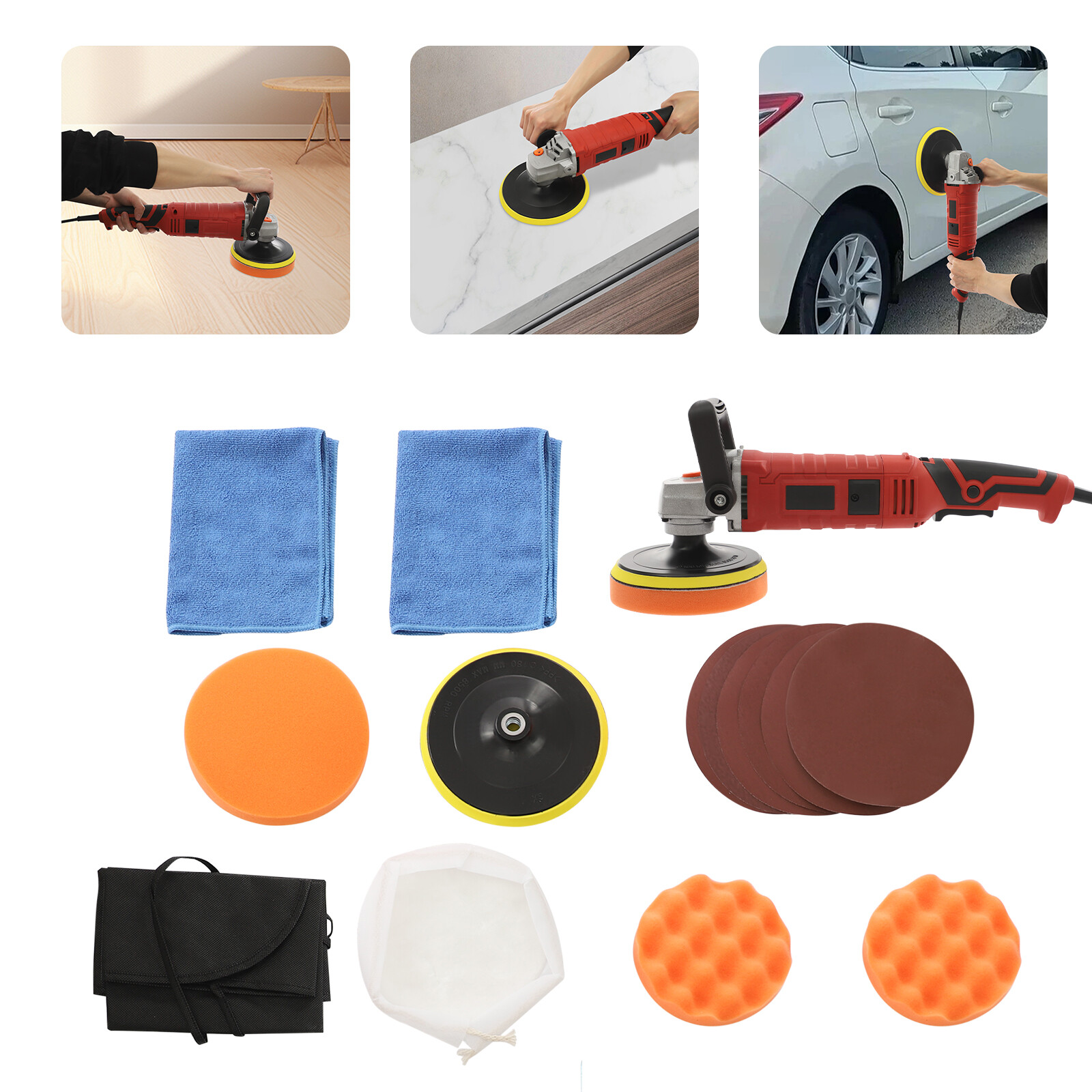 50/60Hz 65dB 110V Modern Car Polishing Machine Set With 7 Variable Speeds Red US