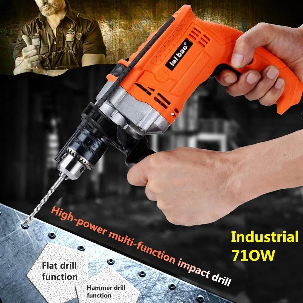 Electric Drill Hammer Impact Drill Adjustable Speed 220v 750W Rotary 3000r/min