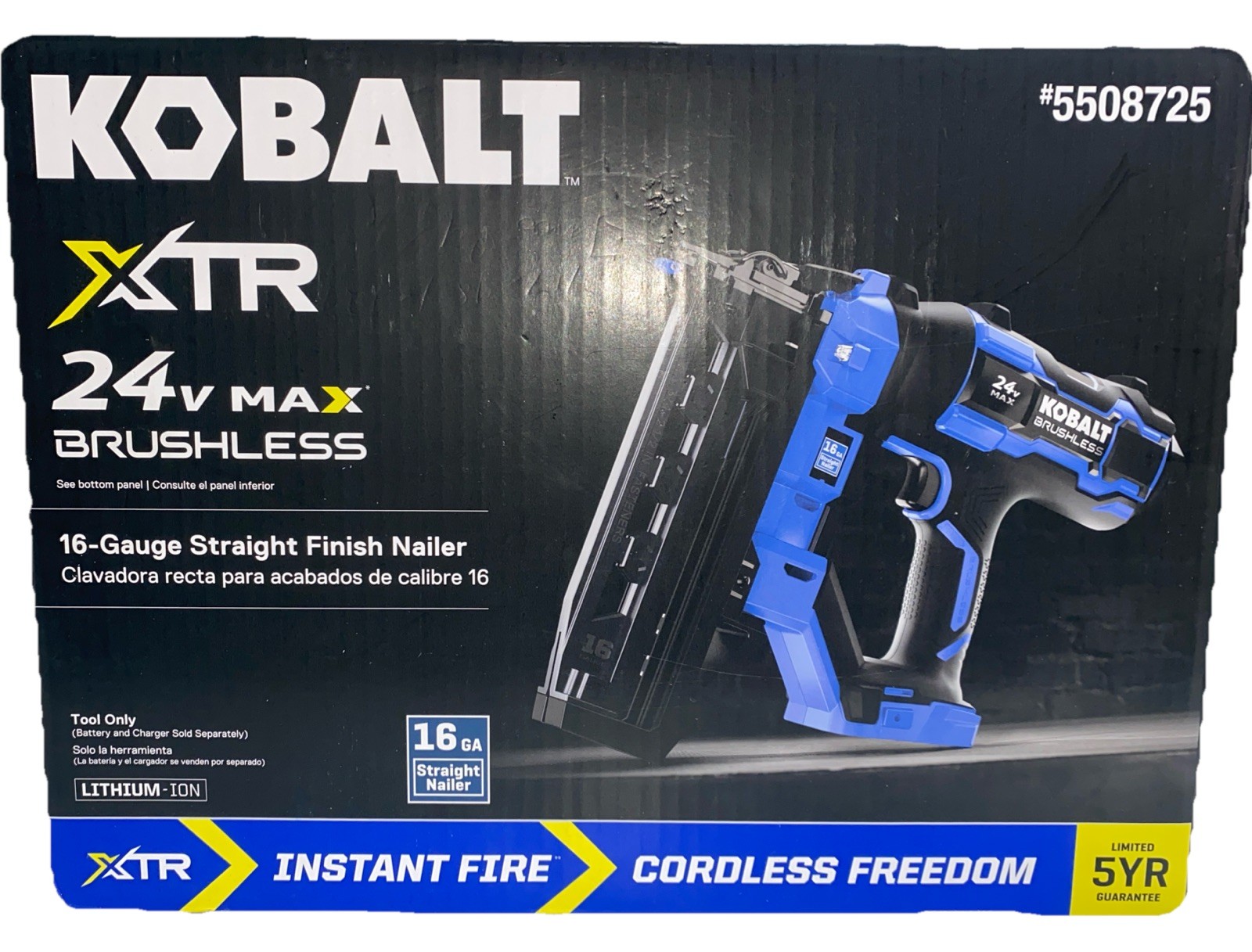 Kobalt XTR 24V Max Brushless 16-Gauge Finish Nailer Tool Only