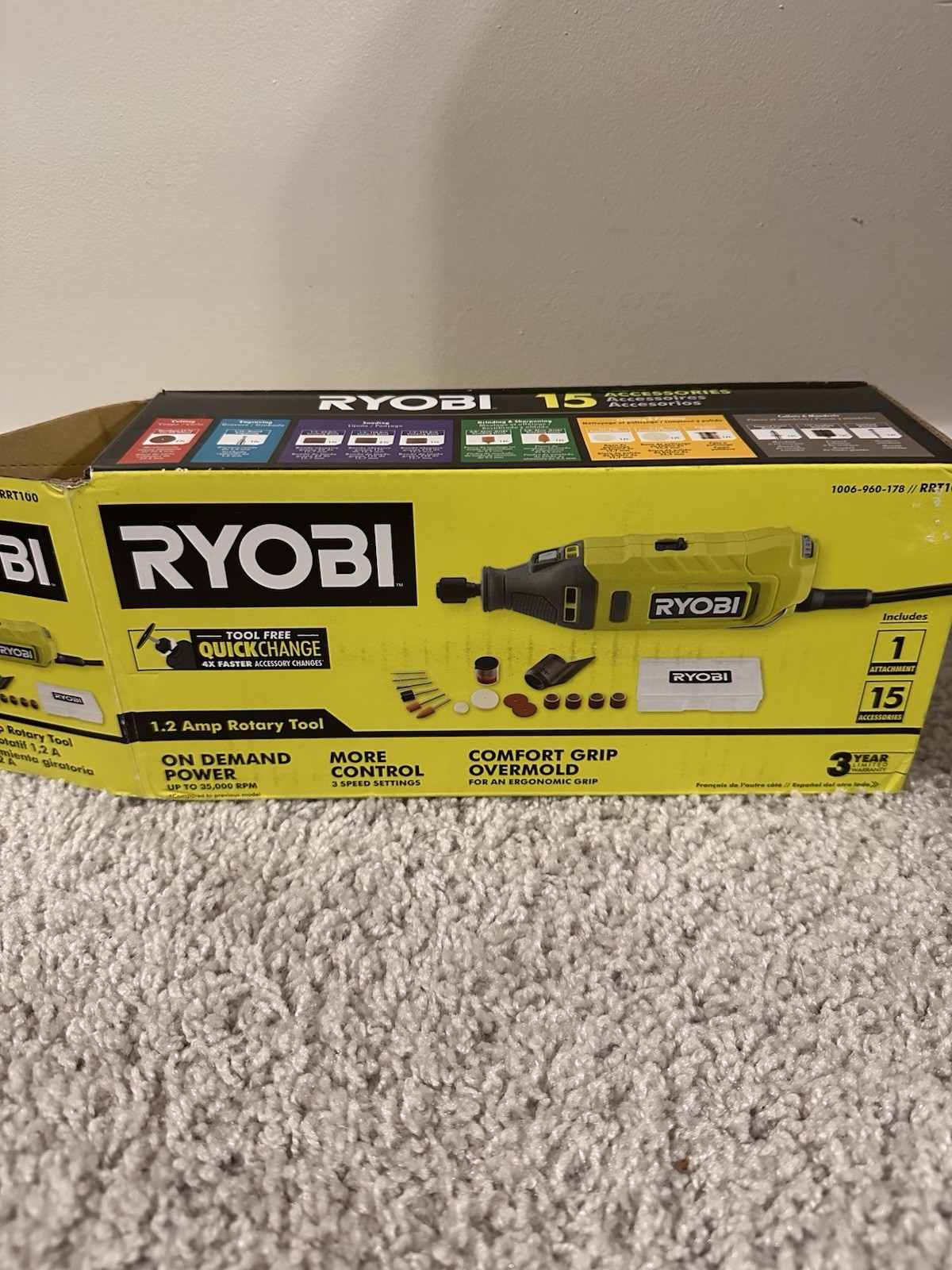 RYOBI 1.2 Amp Corded Rotary Tool Kit W/ Bits