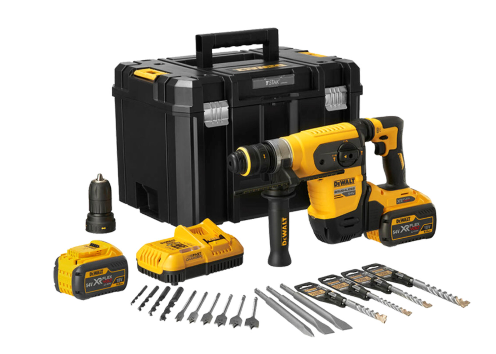 DeWalt DCH417 Drill 2×3.0Ah BL 54V Max capacity 32mm 725Rpm 4.5J Charger_220V