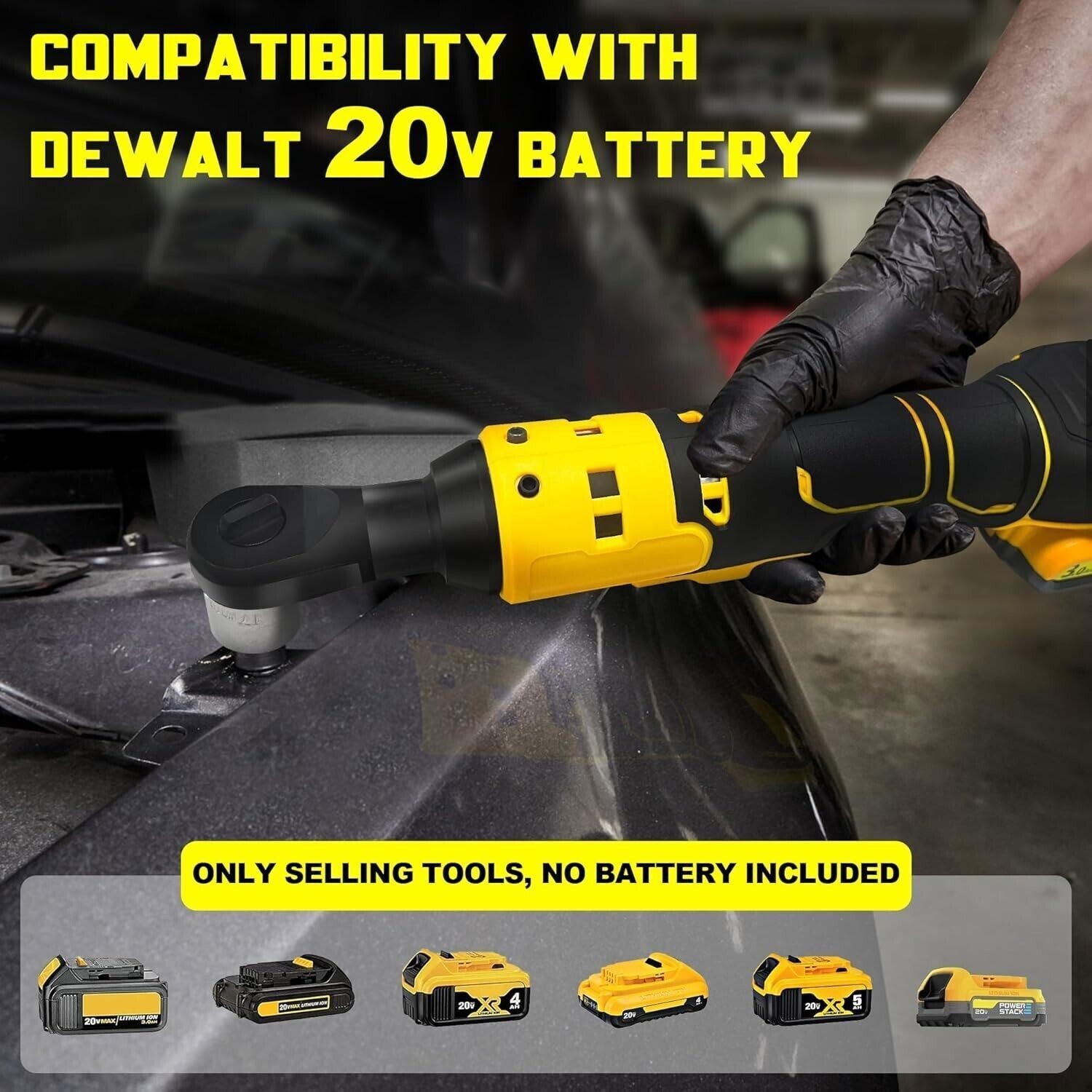 Electric Cordless Ratchet Wrench 3/8&Prime; For DEWALT 20V MAX Battery 70Ft-lbs 580RPM