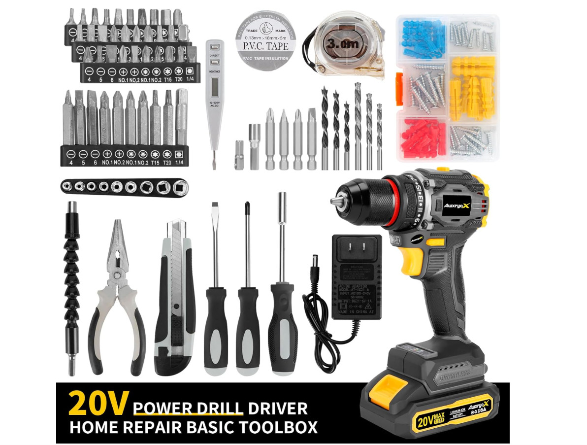 Juego De 20V Taladro Inalambrico Electrico y Herramientas Manuales Para Trabajo