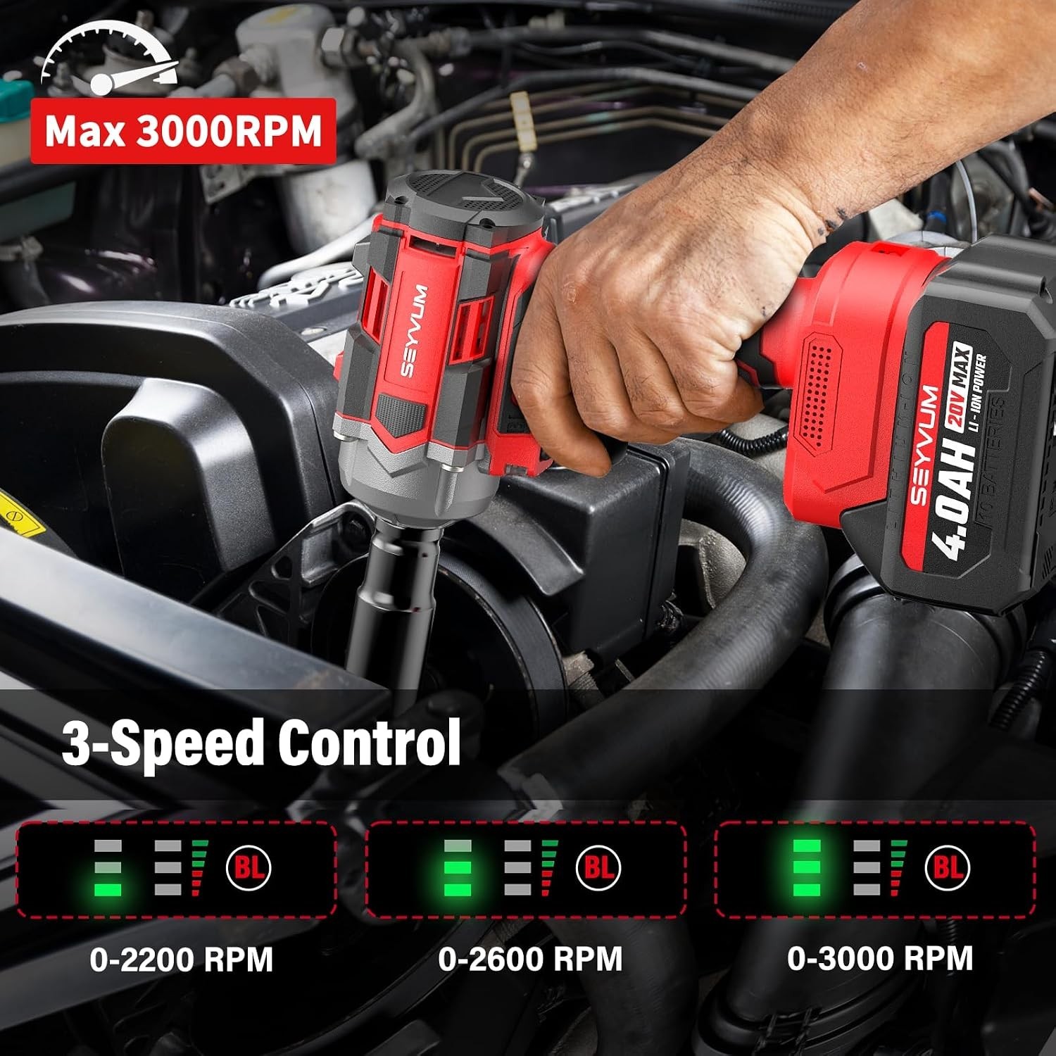 Variable Speed 600 N.m Impact Wrench – 20V Cordless with 2 Batteries & Carry Bag