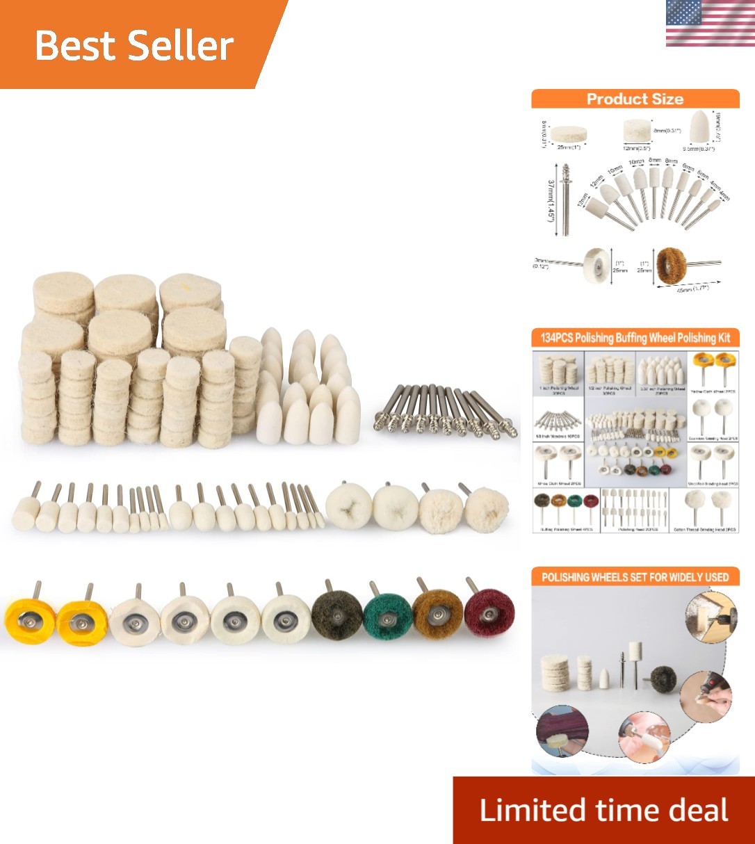 Efficient 134PCS Buffing and Polishing Kit with 1/8&prime; Shank for Various Materials