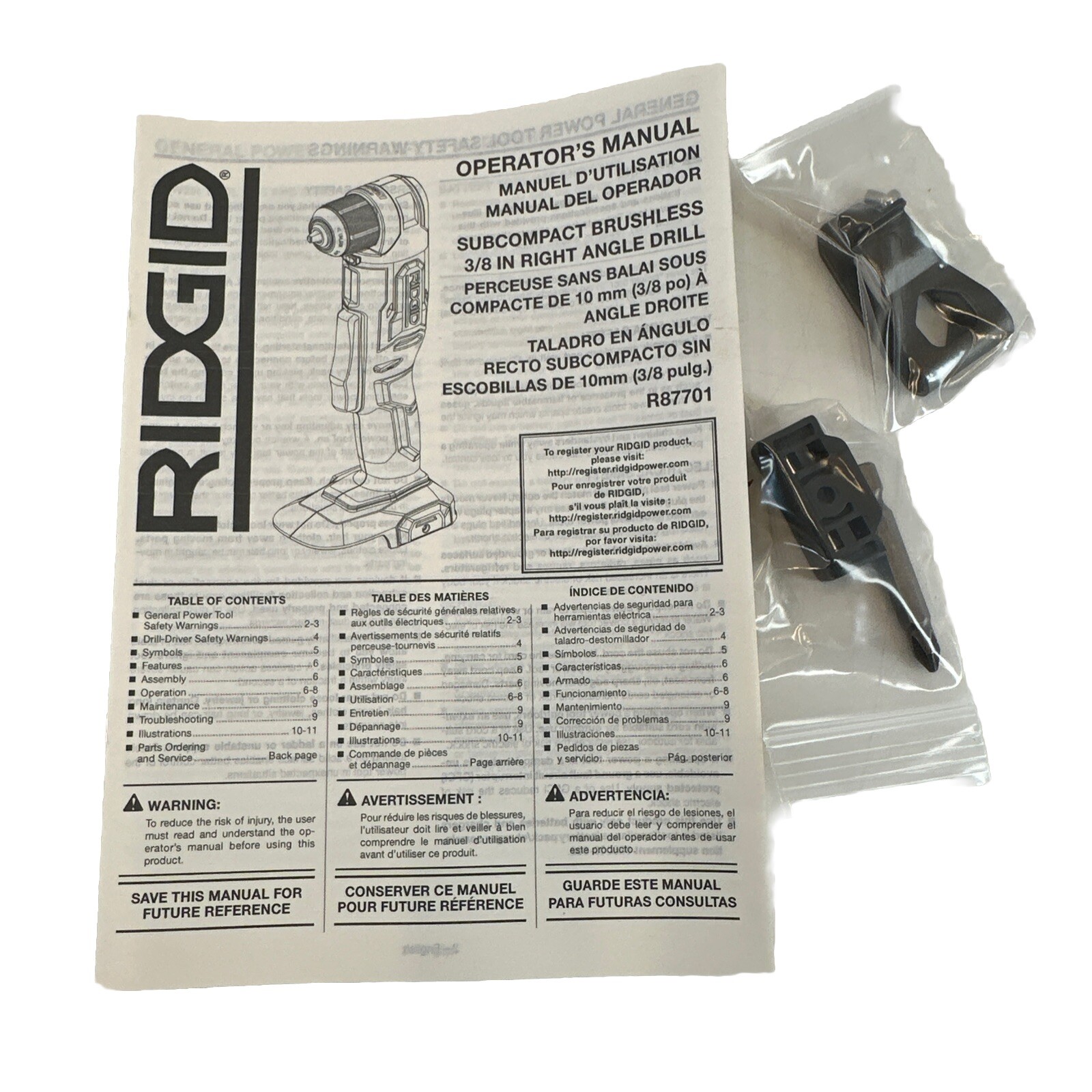 RIDGID 18V 3/8 in Right Angle Drill SubCompact Brushless Tool Only R87701B