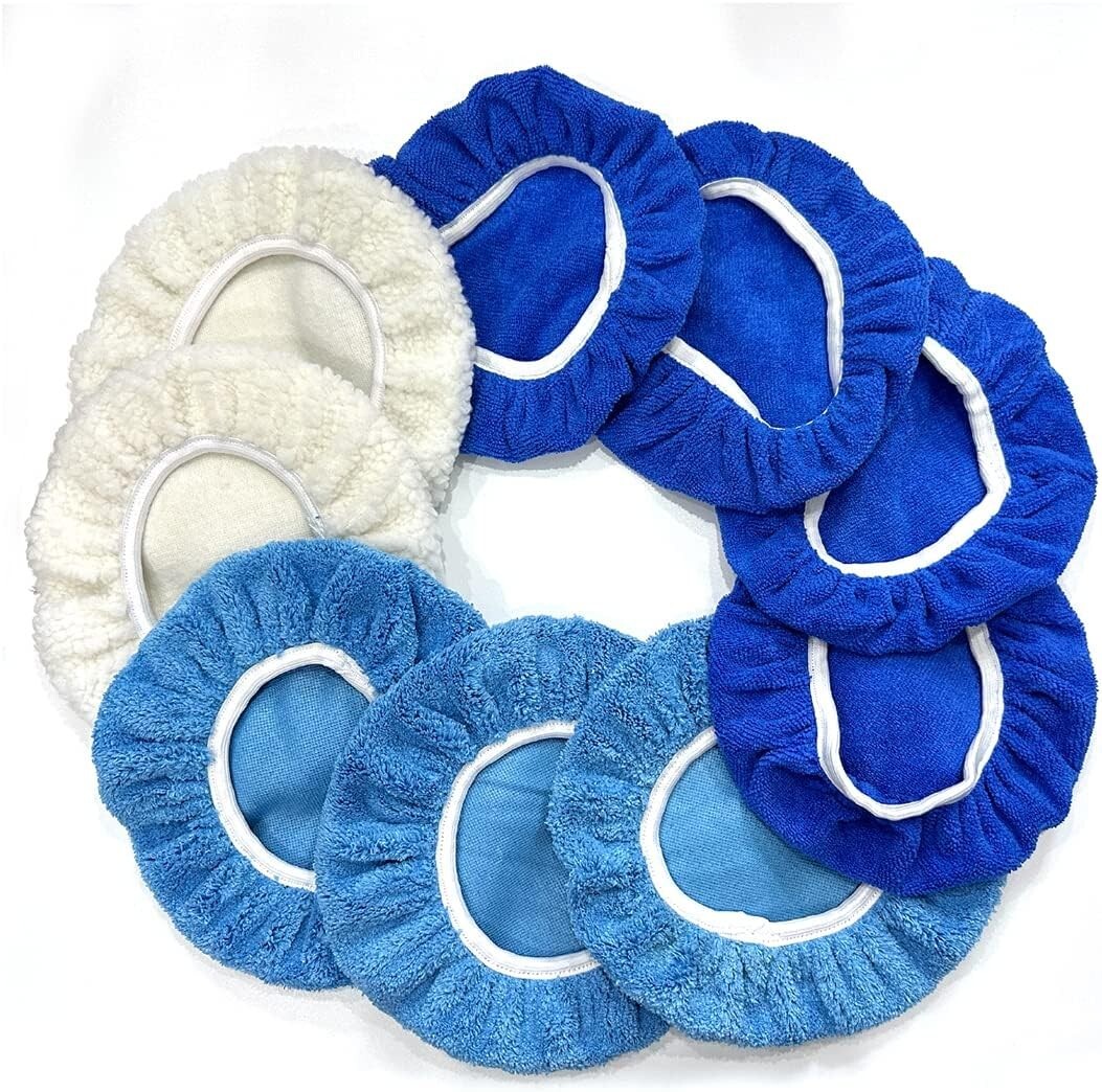 AICEL 9PCS Car Buffer Polisher Pad Bonnet, 9 to 10 Inches Car Orbital Polishing