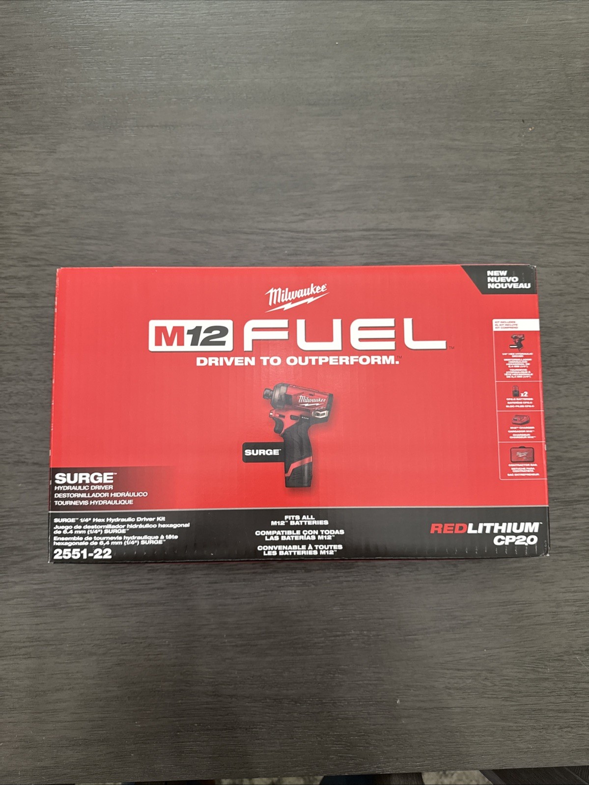 Milwaukee 2551-22 M12 FUEL SURGE 1/4 Inch Hex Hydraulic Driver Kit W/2 Batteries