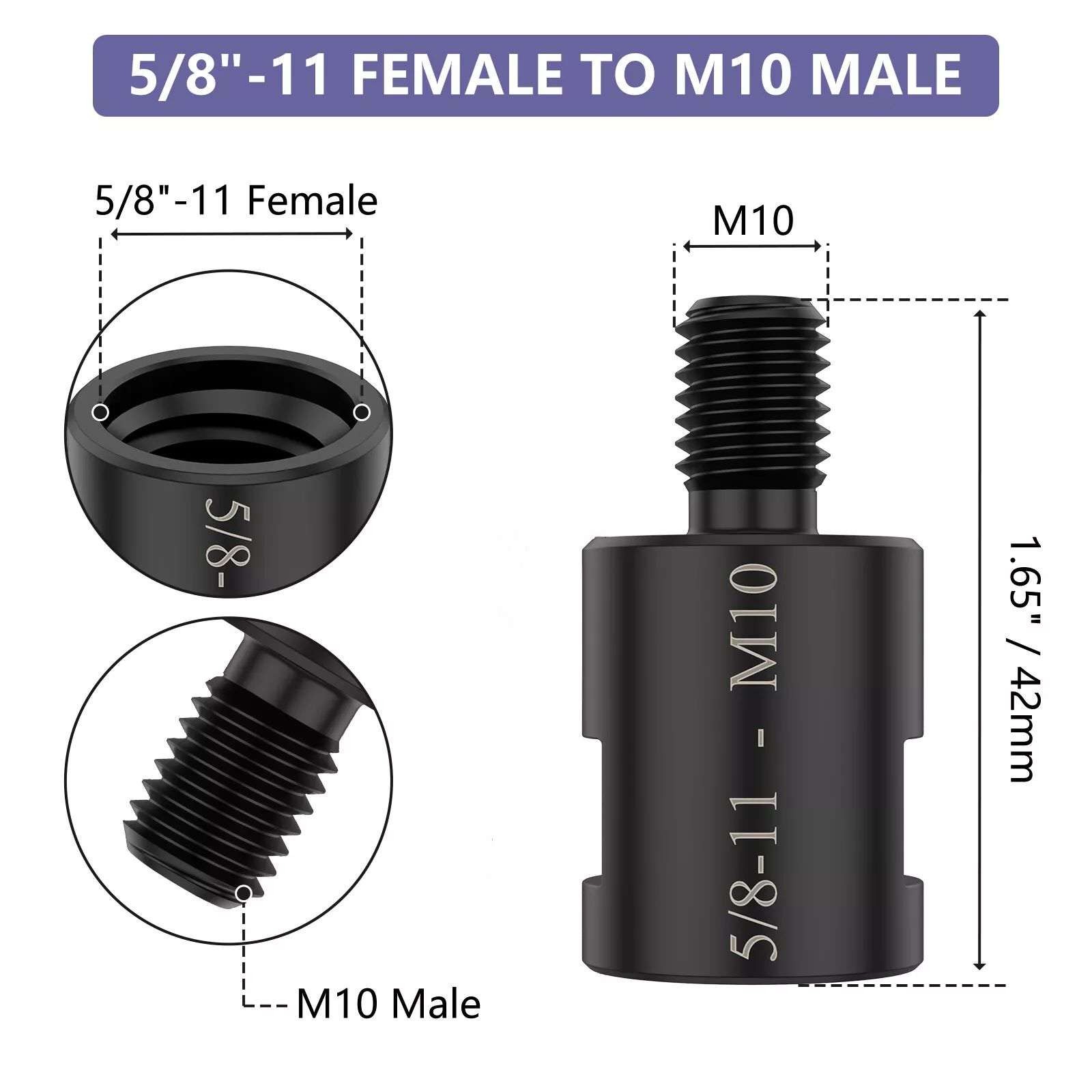 4x Adapter 5/8&Prime; 11 Female to M10/M14 Male for Angle Grinder Electric Drill Part
