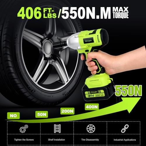 Cordless Impact Wrench 550N.m (406 Ft-lbs), 1/2&Prime; Power Brushless Impact 550 N.M