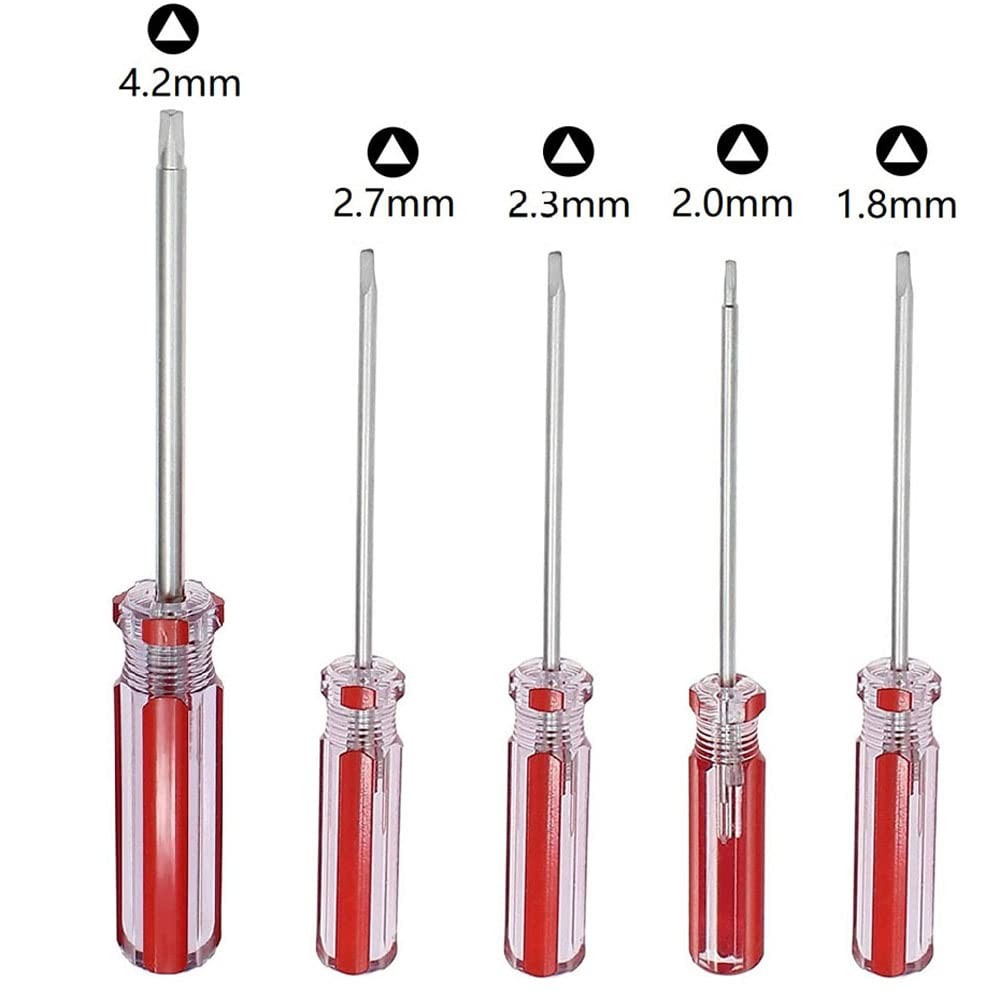 Fongmore 5 Pcs Triangle Head Magnetic Screwdrivers Set 1.8mm 2.0mm 2.3mm Red