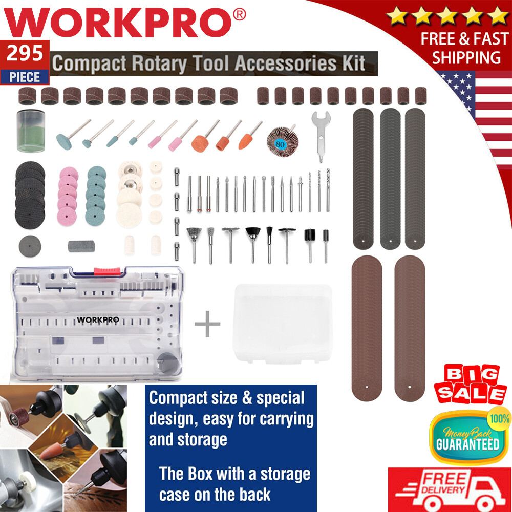 WORKPRO 208PC/295PC/276PC Dremel Rotary Tool Accessory Kit Grinding Sanding Sets