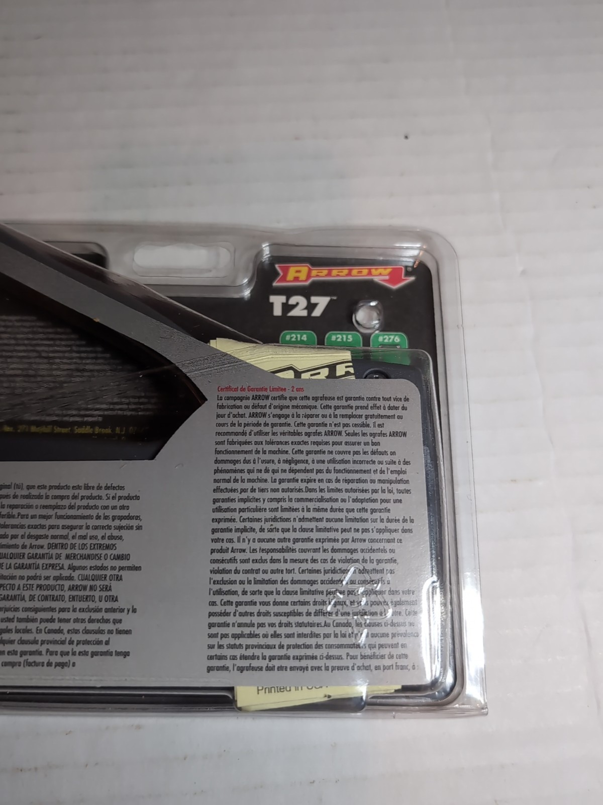 Arrow Light Duty Staple Gun Tacker T-27 Made In USA Gray New