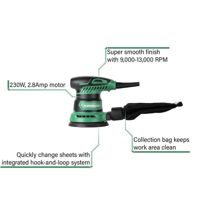 5 Inch Random Orbit Sander 2.8 Amp Motor Variable Speed Dust Bag Adapter New