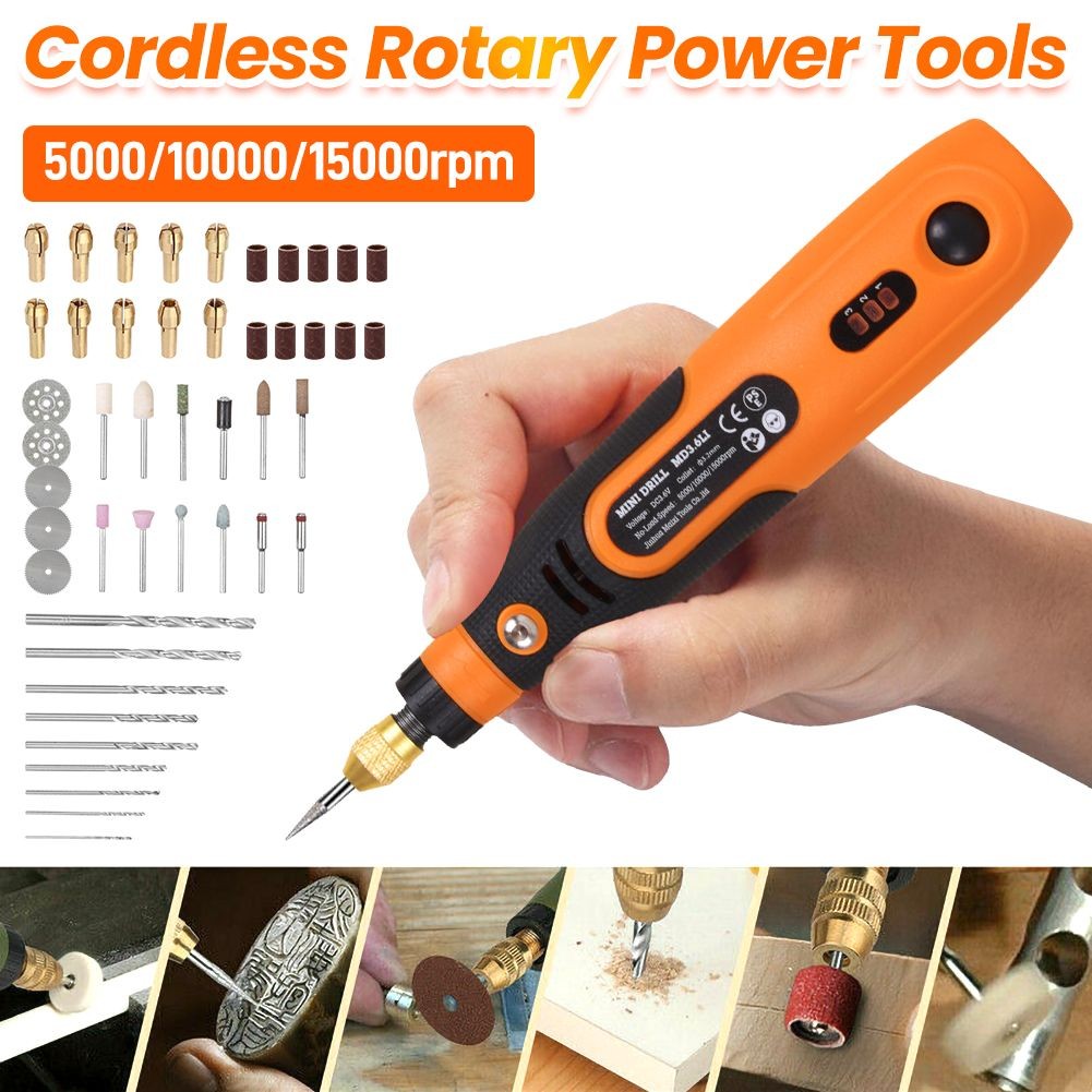 Electric Cordless Grinder Rotary Tool Drill Kit Variable Speed w/ 46 Accessories