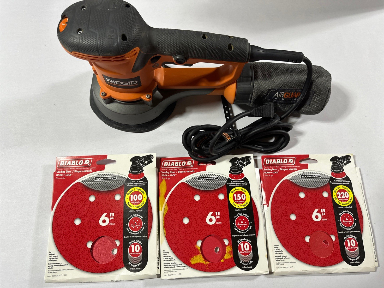RIDGID R2611VN 6 in Variable Speed Dual Random Orbit Sander Corded 4.4A READ