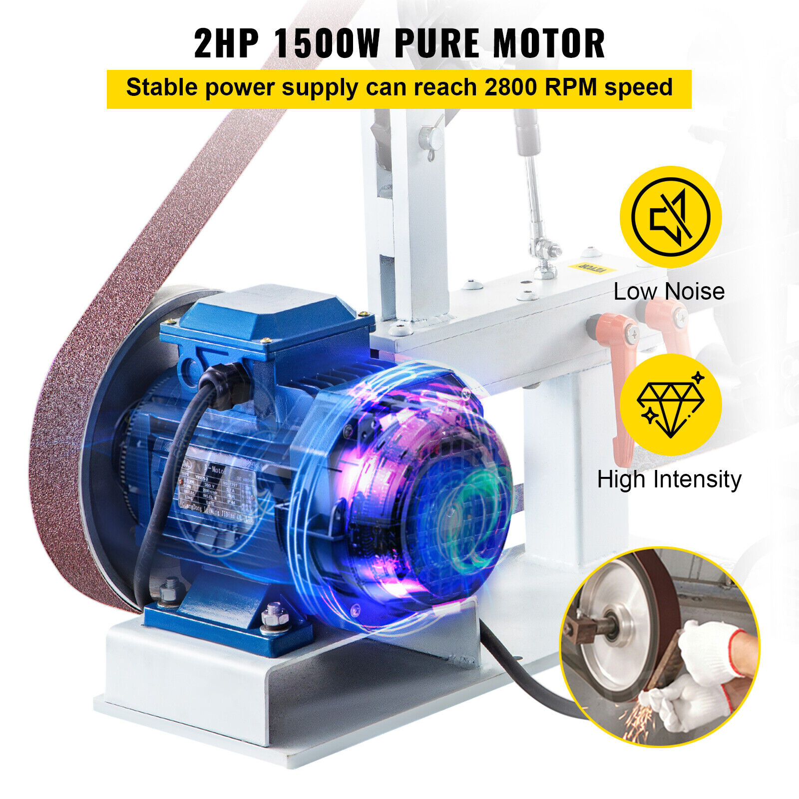 Belt Grinder 2&Prime; X 82&Prime; Complete Chassis with 2HP Motor & VFD Combo 3 in 1