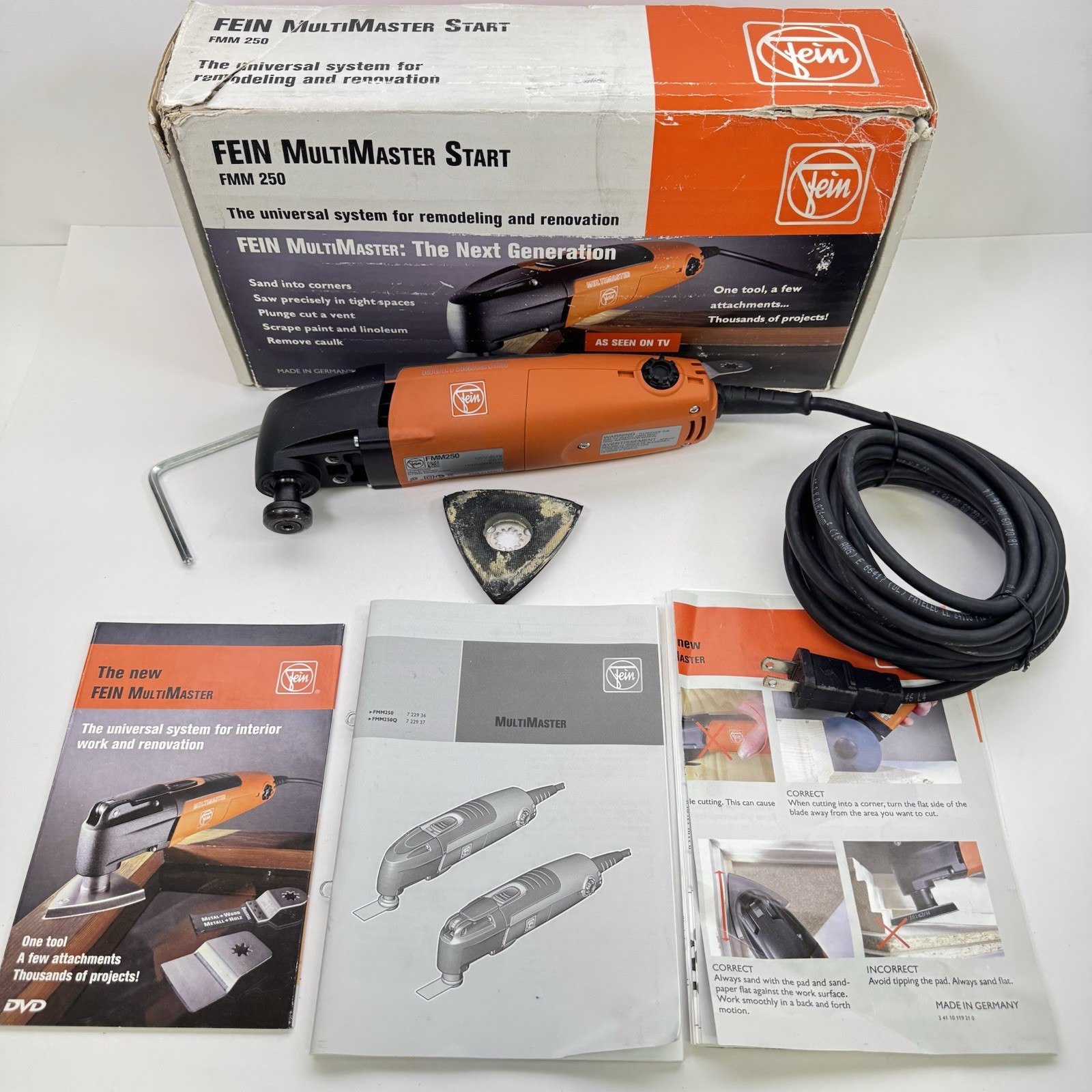 FEIN MultiMaster Start FMM250 Oscillating Tool Kit Box Manual DVD Germany