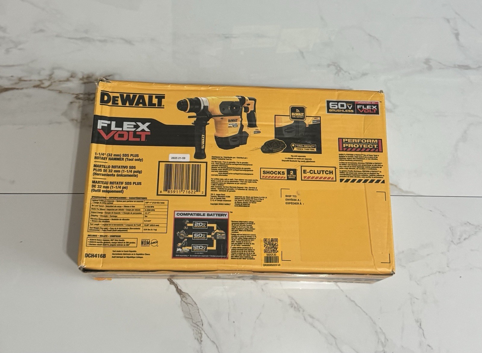 DEWALT DCH416B FLEXVOLT MAX 60V 1-1/4 in. SDS Rotary Hammer Drill (Tool Only)