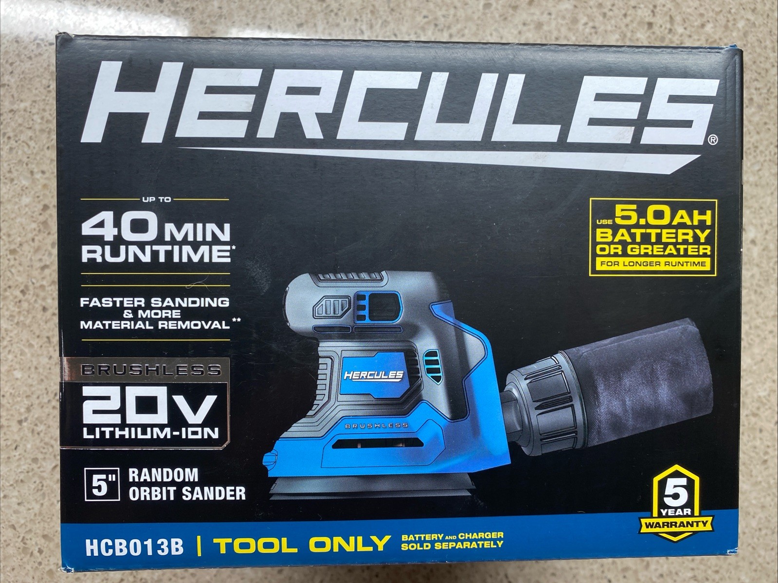 NEW HERCULES 5 AMP 5&Prime; Variable Speed Random Orbit Sander HCB013B 58700