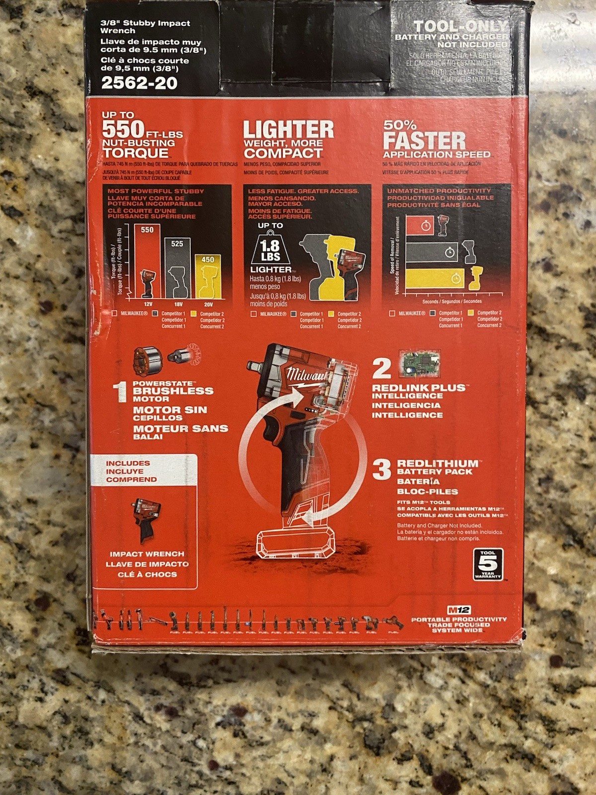 Milwaukee M12 FUEL 12V 3/8&Prime; Stubby Impact Wrench w/ Friction Ring 2562-20 (NEW)