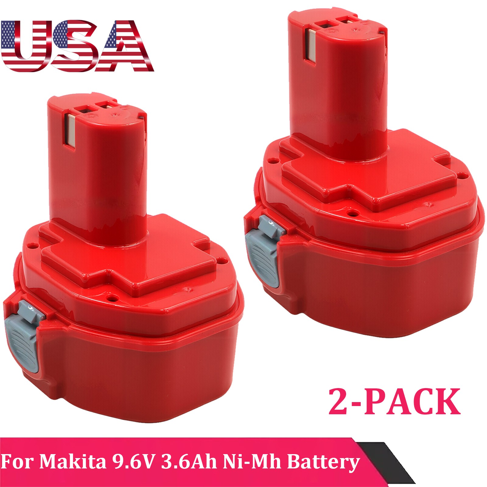2x 9.6V 3.6Ah NiMh Battery for Makita 9.6Volt 9100, 9100A, 9101, 9102A 192019-4