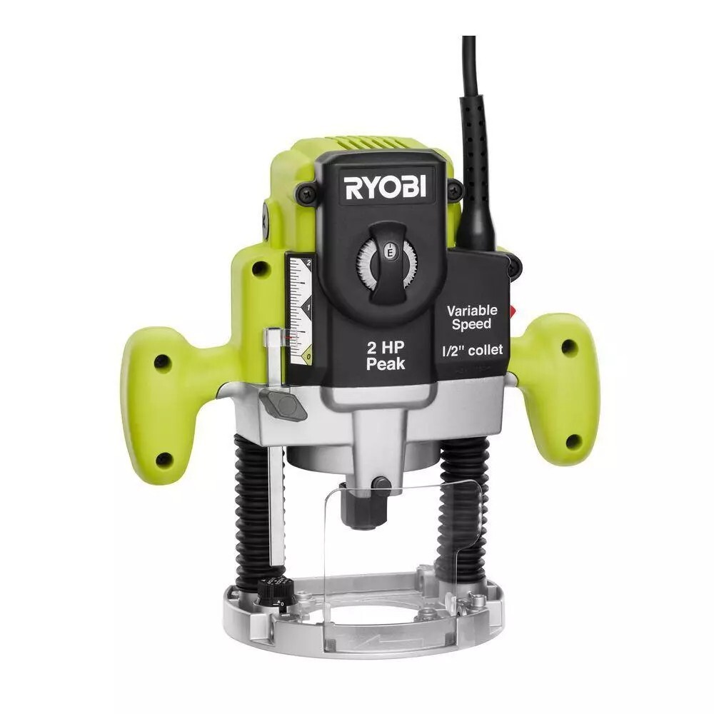 Ryobi Plunge Base Router 2-HP 10-Amp Variable-Speed Power Tool Wood Green Corded