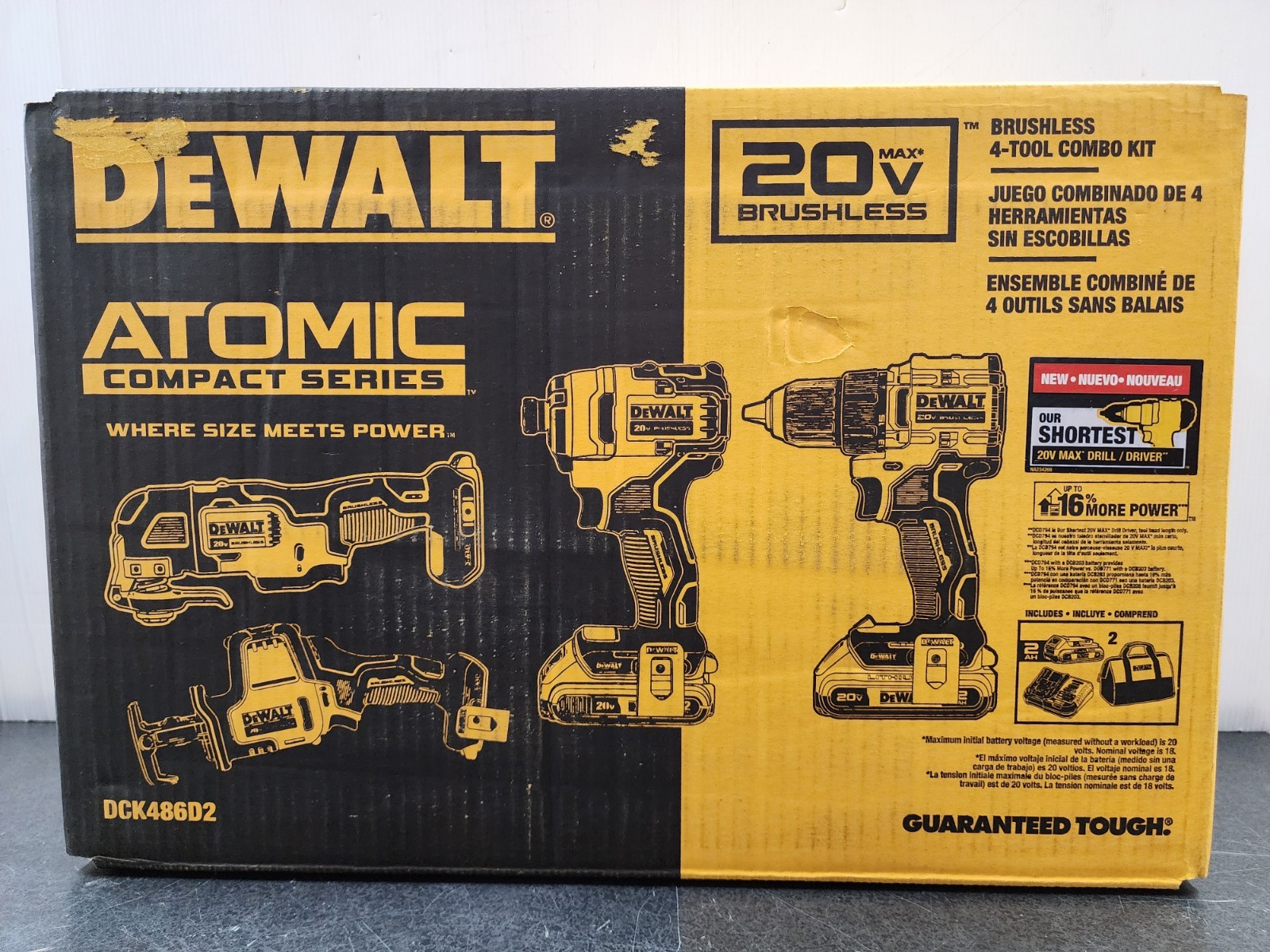 **NEW** DEWALT DCK486D2 20V MAX Atomic Brushless Cordless 4 Tool Combo Kit