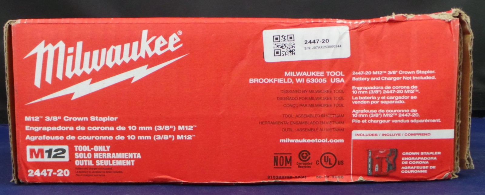 Milwaukee 2447-20 M12 12V 3/8&Prime; Cordless Li-Ion Crown Stapler Tool Only BRAND NEW