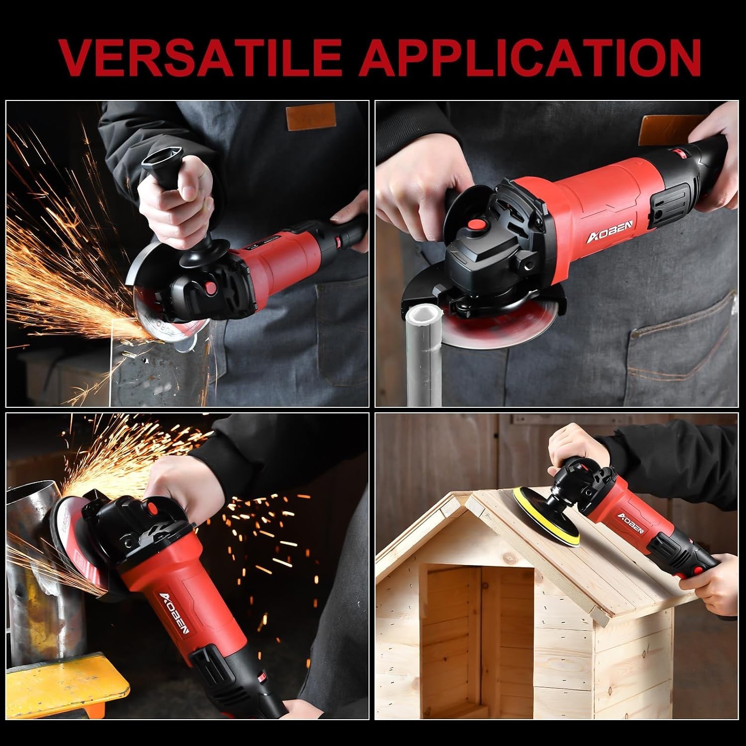 900W Angle Grinder 4-1/2 inch | 7.5Amp, 11000 RPM, 6-Speed Corded Electric Cu…