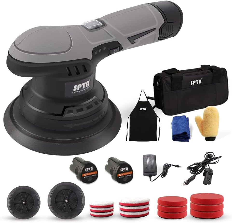 Cordless Car Buffer Polisher, Polisher with 2Pcs 12V Lithium Rechargeable Ba…