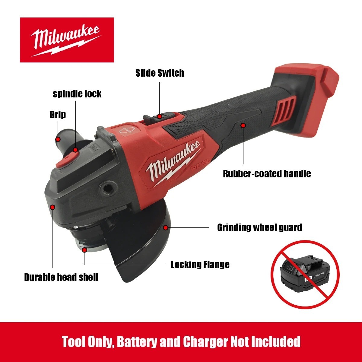Milwaukee M18 8500 RPM 125mm Brushless Angle Grinder Paddle Switch Cordless Tool