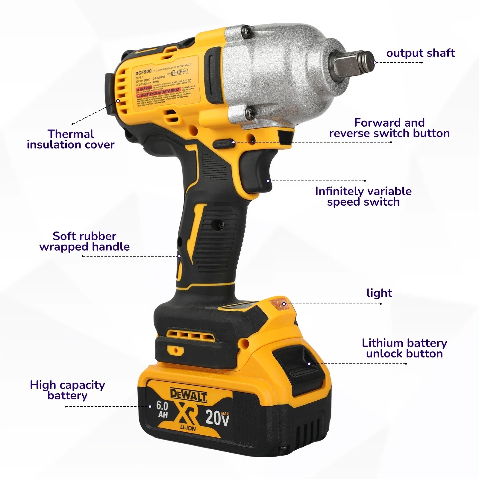DeWALT DCF900 20V Brushless Impact Wrench 1/2&Prime; 1898Nm High Torque Cordless