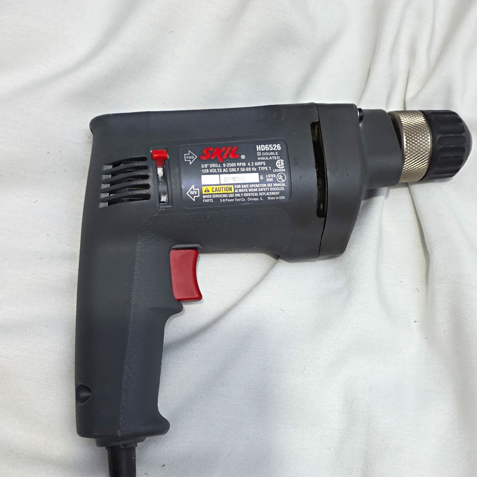 SKIL HD6526 Heavy Duty 3/8in Keyless Corded Drill/Driver 120V 0-2500RPM W/ Case