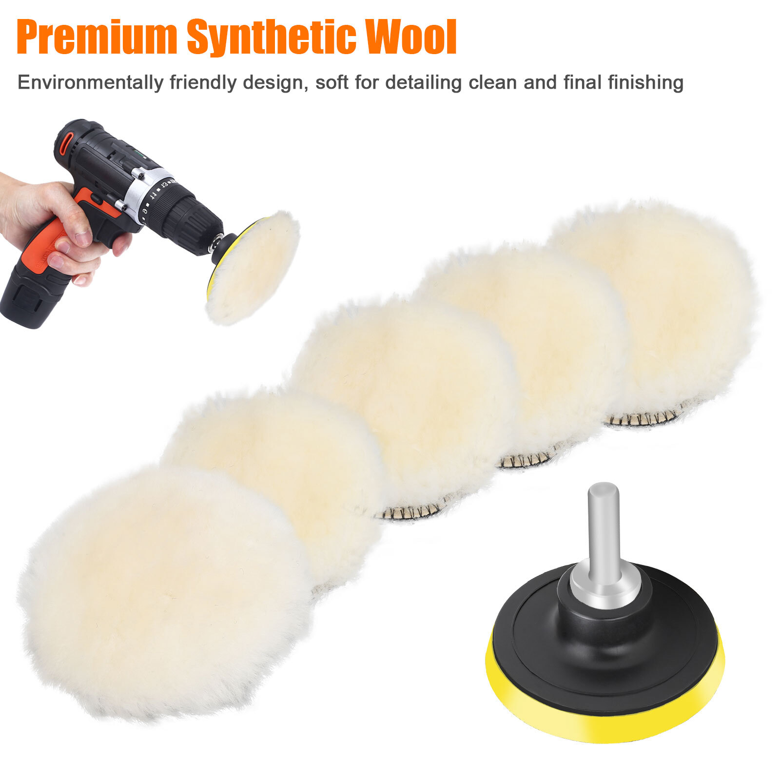 7PCS 3 Inch Polishing Pads Sponge Waxing Foam Buffing Kit Car Polisher for Drill