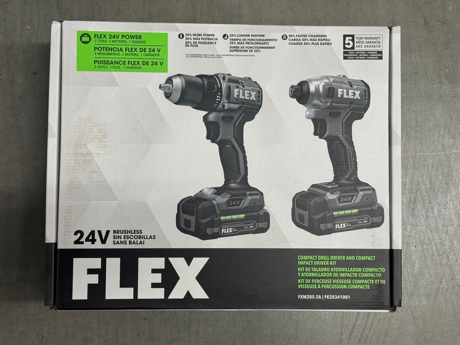 Flex FXM205-2A 24V Compact Drill and Compact Impact Driver Kit – SHIPS FREE