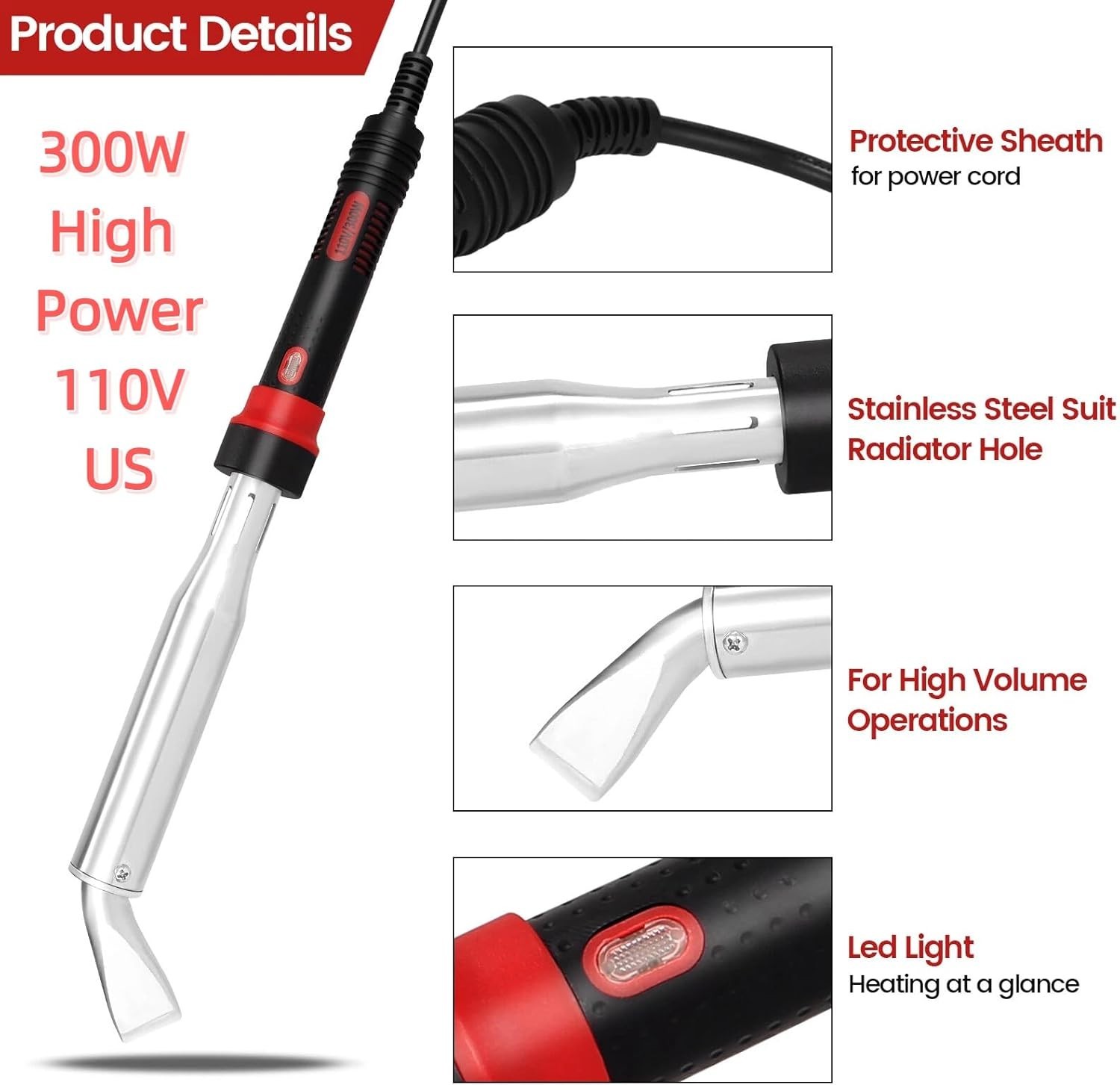 Professional 300W Soldering Iron – Easy Operation for Metal Welding & DIY Tasks